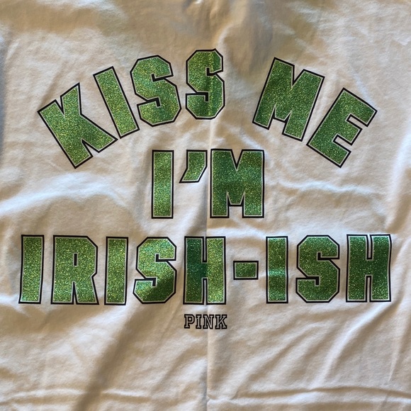 PINK Victoria's Secret Green and White Clover Tee - Picture 7 of 7